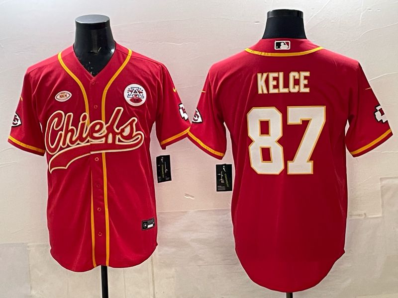 Men 2025 Nike Kansas City Chiefs #87 Kelce Red 3th generation Joint Name Limited NFL Jersey 001